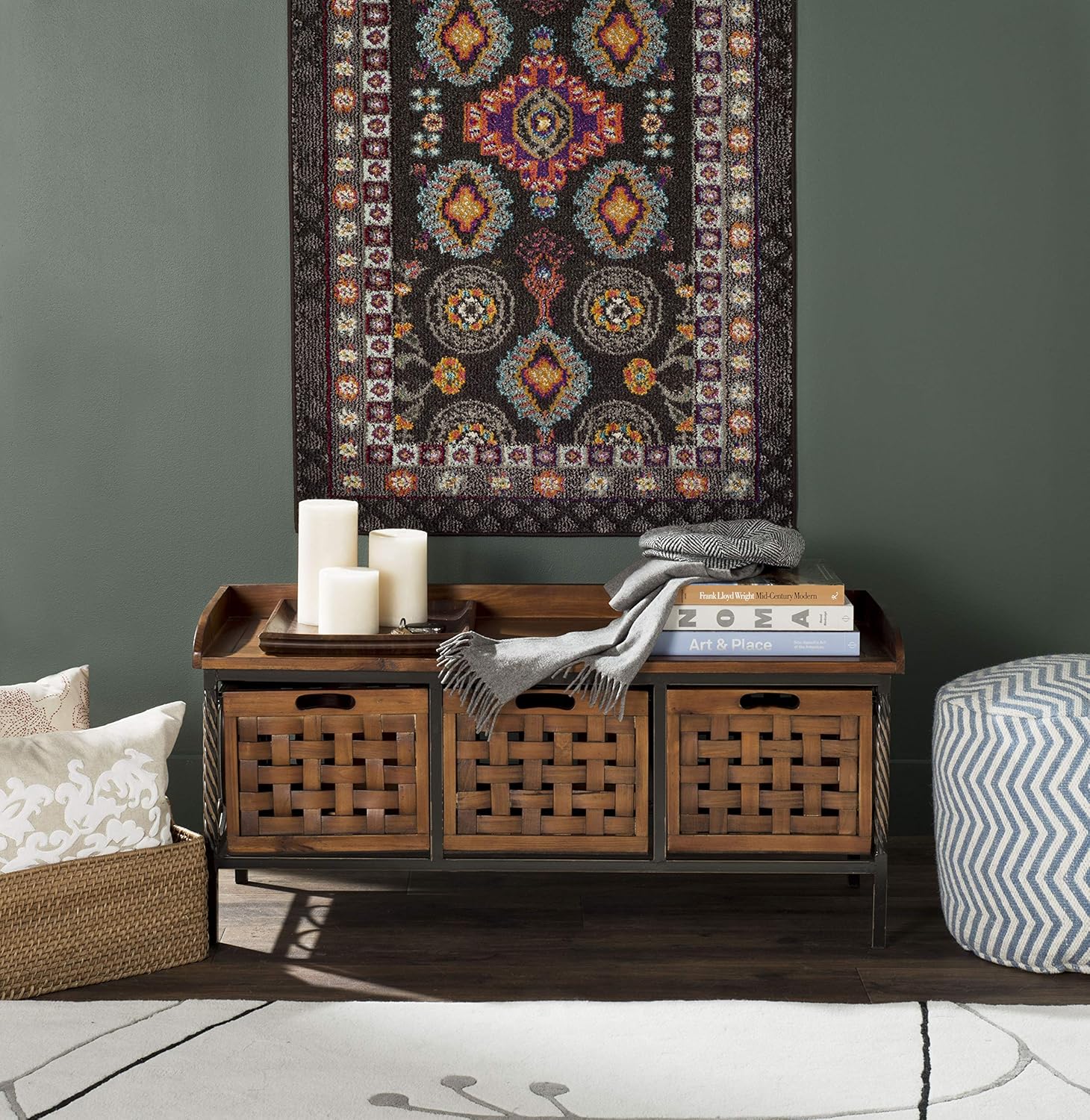 Safavieh American Homes Collection Isaac Filbert Brown Wooden Storage Bench