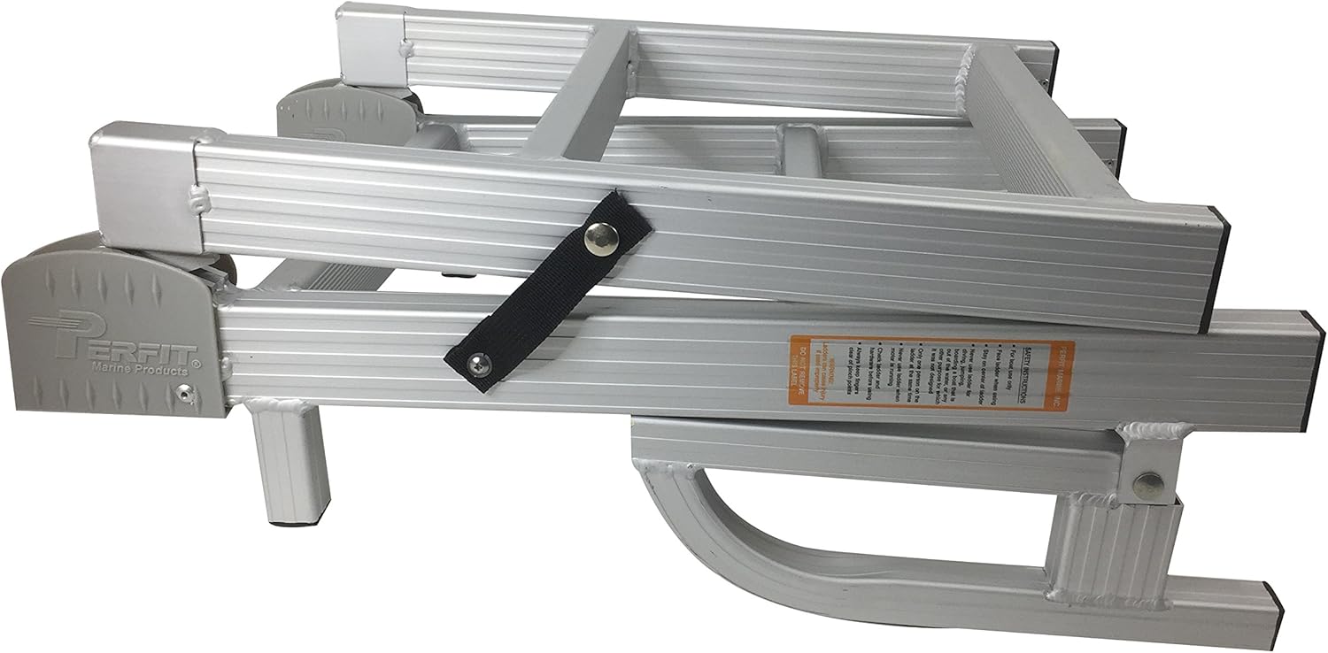 Pactrade Marine Pontoon Boat Folding Boarding 4-Step Ladder Aluminum