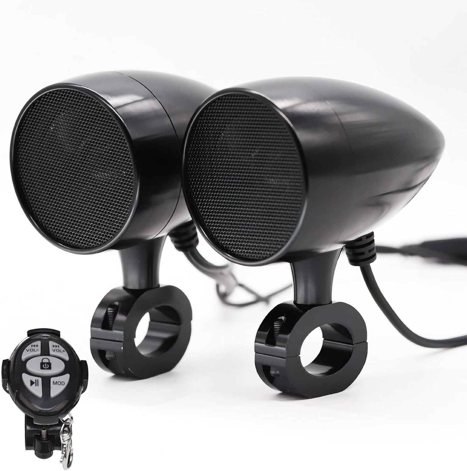 TIANRUIDA Motorcycle handlebar speakers Bluetooth Audio Sound System MP3 FM Radio Stereo Speakers, Waterproof IP67 High Power, Low Accent, Strong Penetrating Sound Quality (Silver-Exquisite Box)