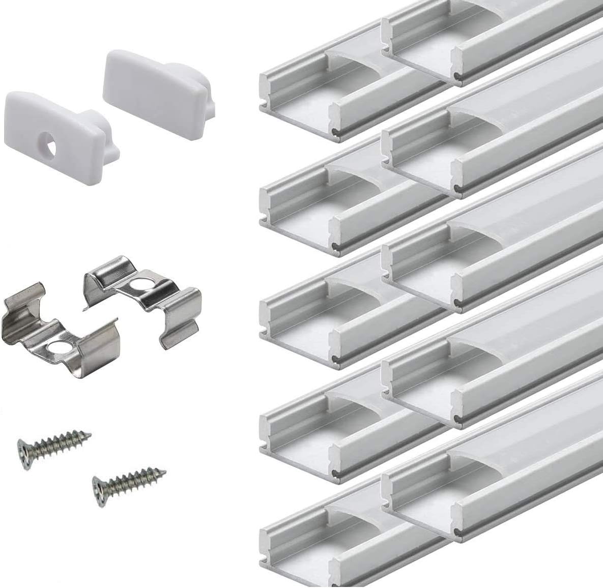 Aluminum Channels for Led Strip Lights - StarlandLed 40Pack Led Profile U Track with Cover Diffuser and Complete Mounting Accessories,1 Meter Segments