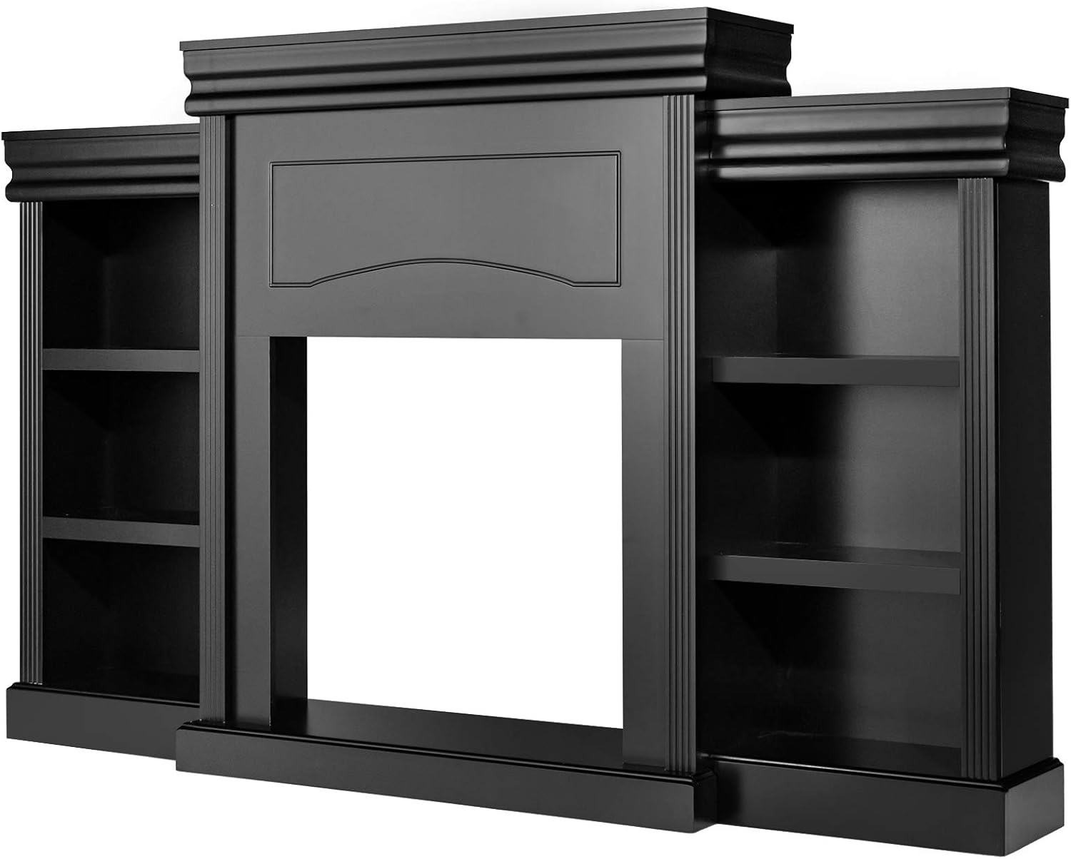 Tangkula 70 Inches Freestanding Mantel Stand, Modern Media Fireplace Cabinet for Living Room Bedroom, Wooden Mantel Console Table w/Storage Shelves for 28.5-Inch Electric Fireplace (Stand Only)