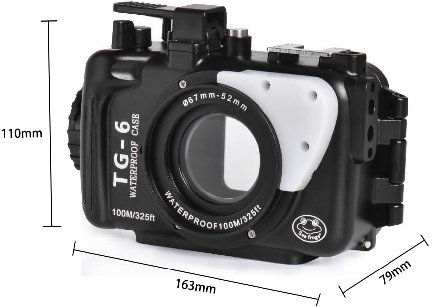 Seafrogs Sea frogs for Olympus TG-6 Aluminum Underwater Housing Professional Diving Case 100m328ft Waterproof Box IPX8 Black, TG-6 Black Aluminum