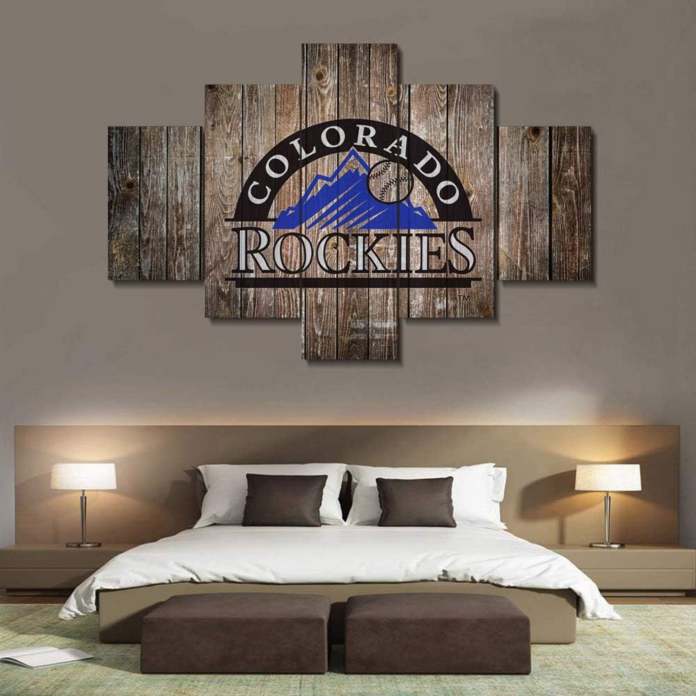 TUMOVO Retro Wall Decorations for Living Room Colorado Home Decor Sports Artwork Sport Canvas Paintings Black and White House Art Baseball Pictures 5 Pcs Posters and Prints 60