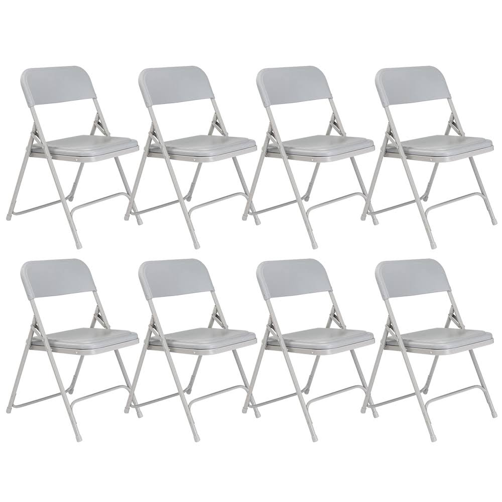 National Public Seating 800 Series Premium Plastic Folding Chair Grey Pack of 8