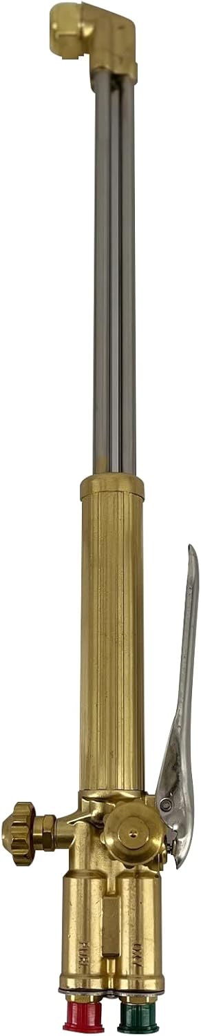 Arc Union Heavy Duty Metallic Fahrenheit 21 Inch Oxygen-Acetylene Cutting Torch - Straight 90 Degree Angle Head Victor ST900FC Compatible Tips 1-101 with Built-in Flashback Arrestors and Check Valve