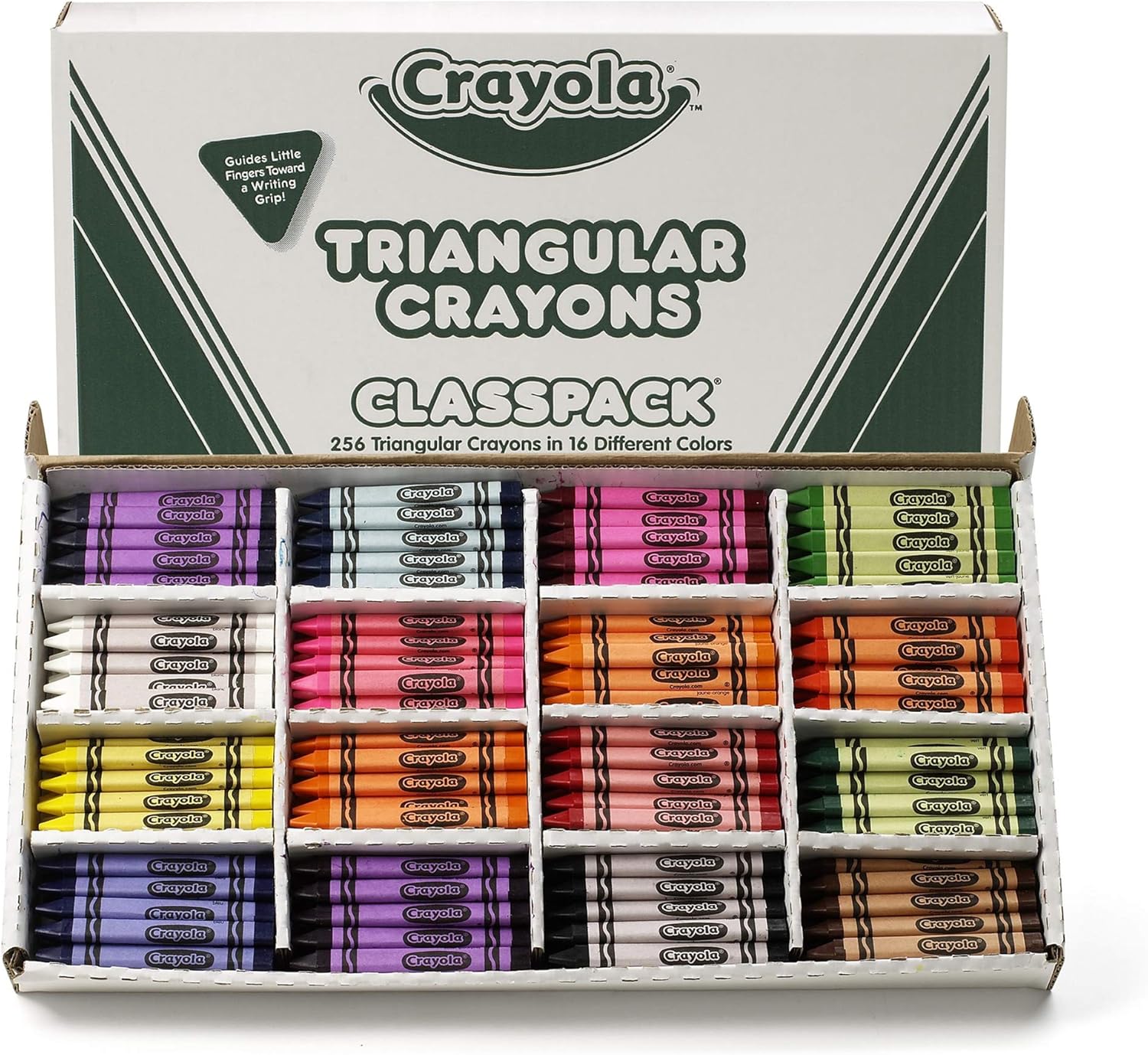Crayola Triangular Crayon Classpack, 16 Assorted Colors, 256 Count ,Large Pack of 2