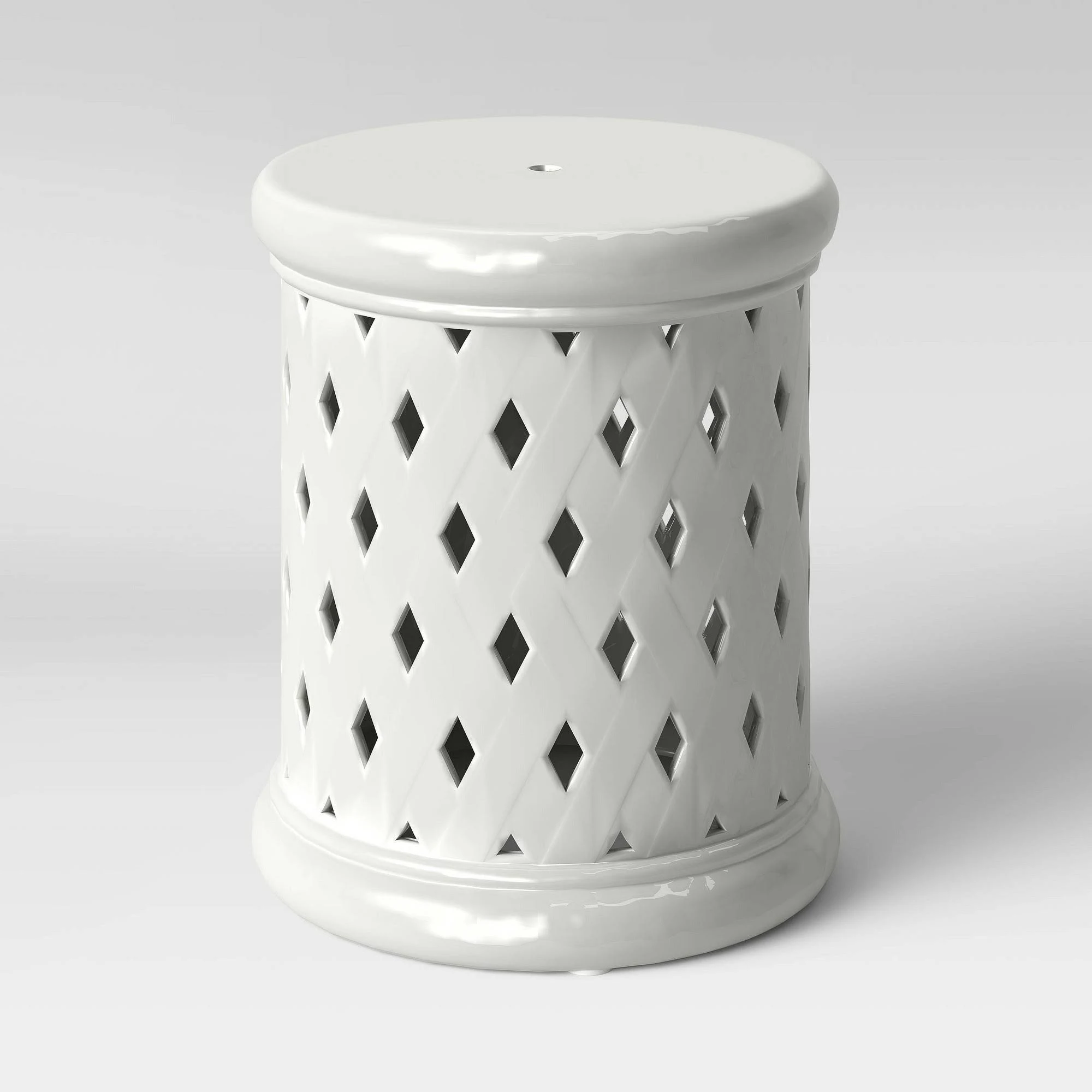 Ceramic Lattice Patio Accent Table - White - Threshold
