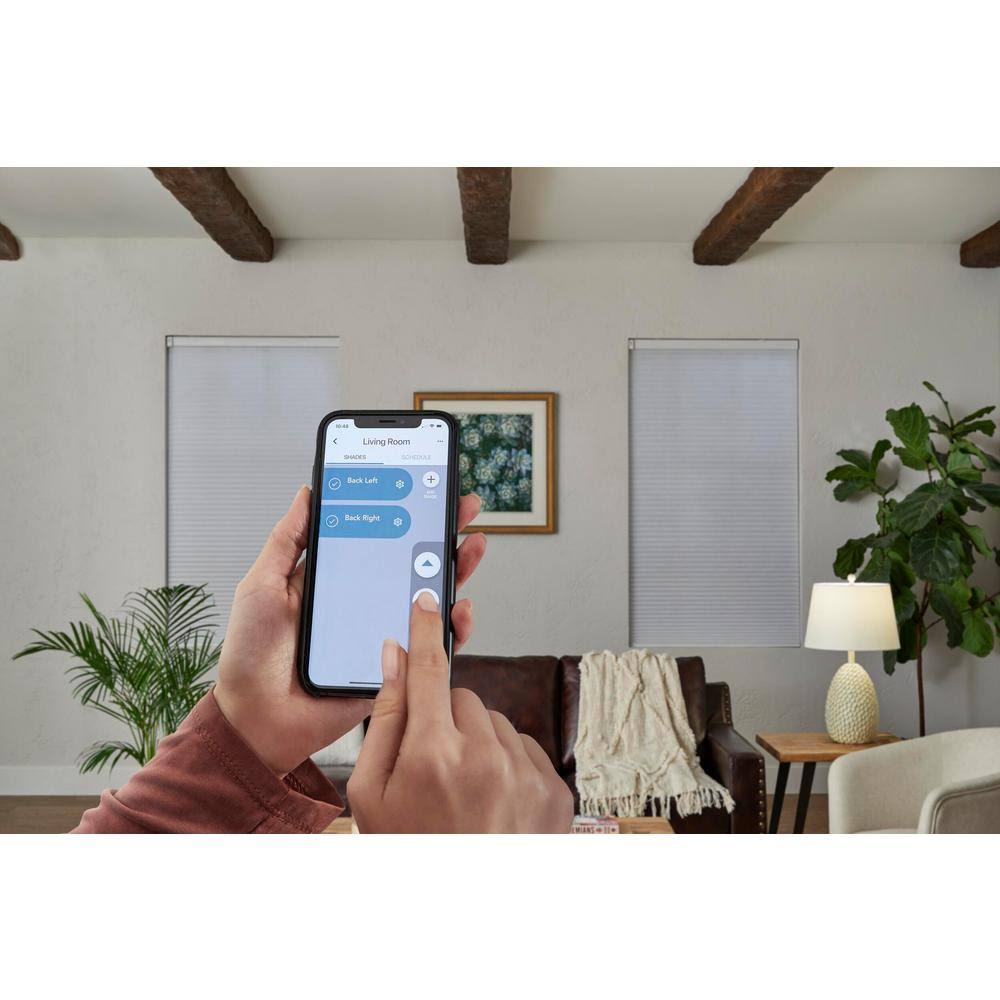 Home Decorators Collection White Cordless Blackout Motorized Cellular Shade - 32 in. W x 48 in. L, Winter White