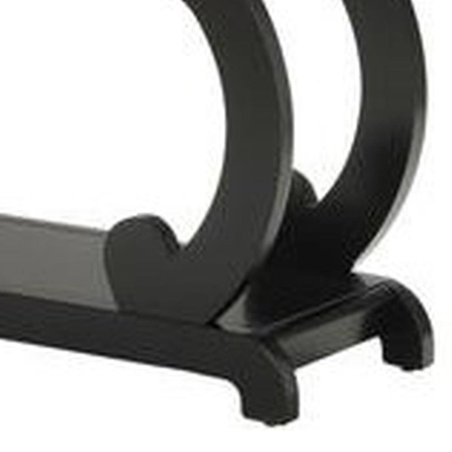 Contemporary Wooden Console Table with 2 Open Bottom Shelves, Black