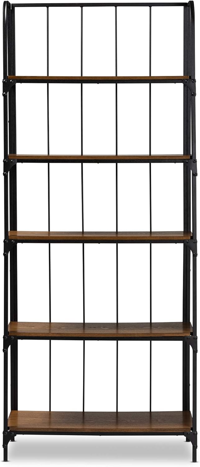 Baxton Studio Shelving, Brown/Black