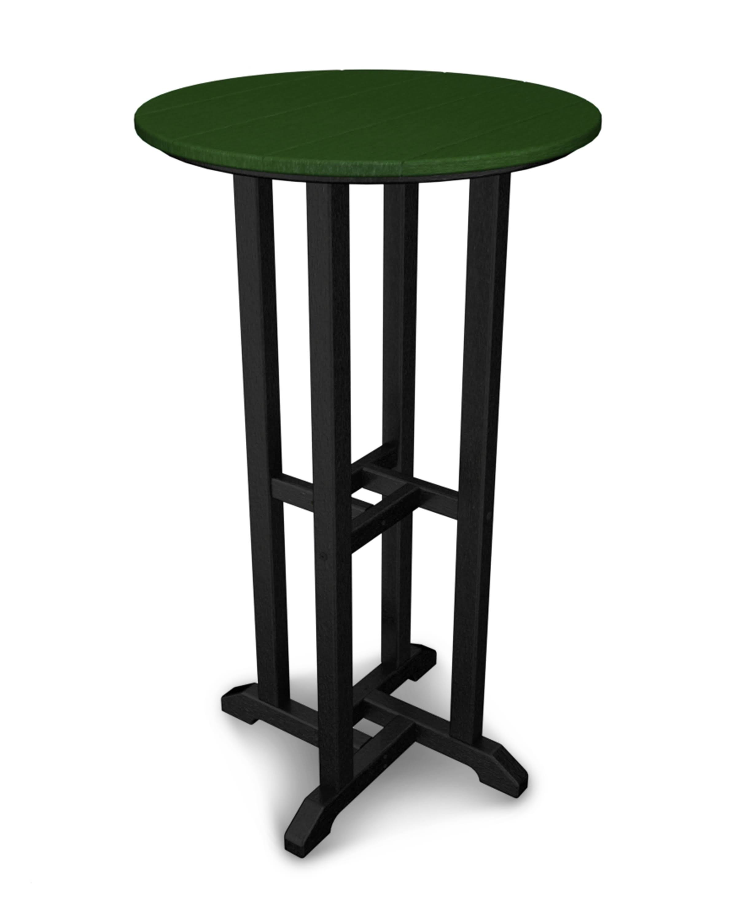 POLYWOOD Contempo 24x22 Round Bar Table - Black - Green