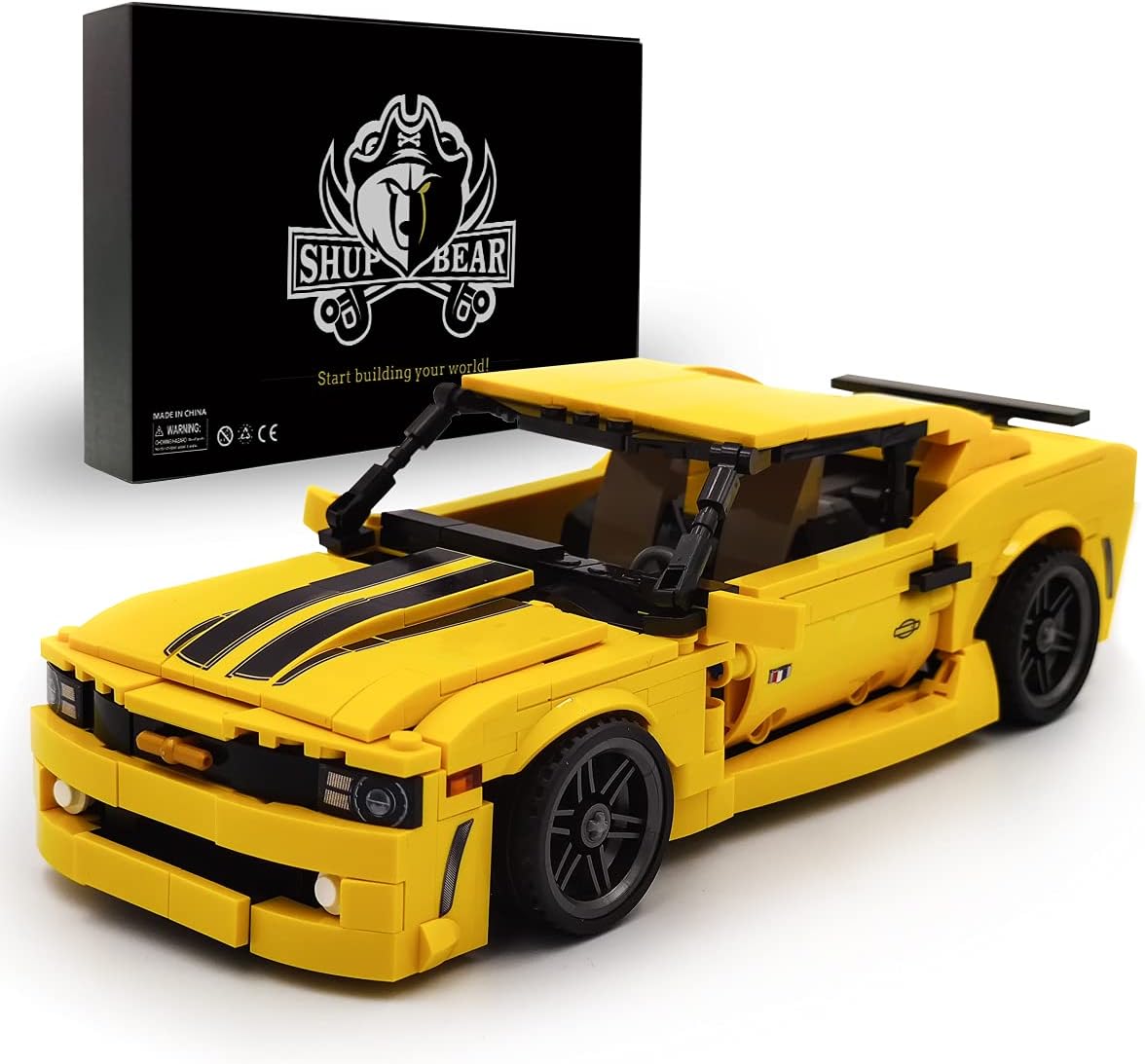 Shup Bear Creator Yellow Bee Speed Racing Cars Set,Adult Collectible Model,Building Blocks 588 PCS