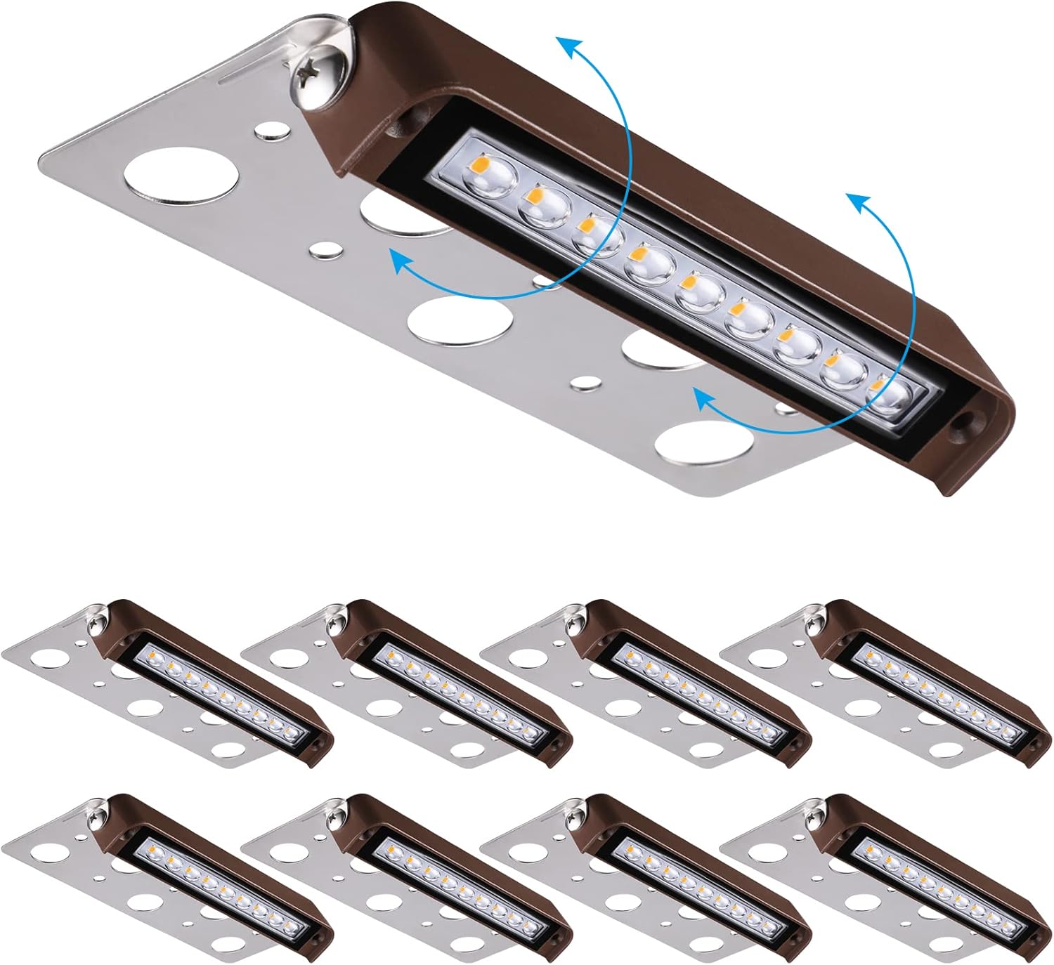 LEONLITE 8-Pack 7 Inch 4.5W LED Hardscape Lighting 270&deg; Swivel, Retaining Wall Lights, 12-15V AC/DC Low Voltage, Paver Light, IP65 Waterproof, 2700K Soft White, 40000 Hours Lifespan