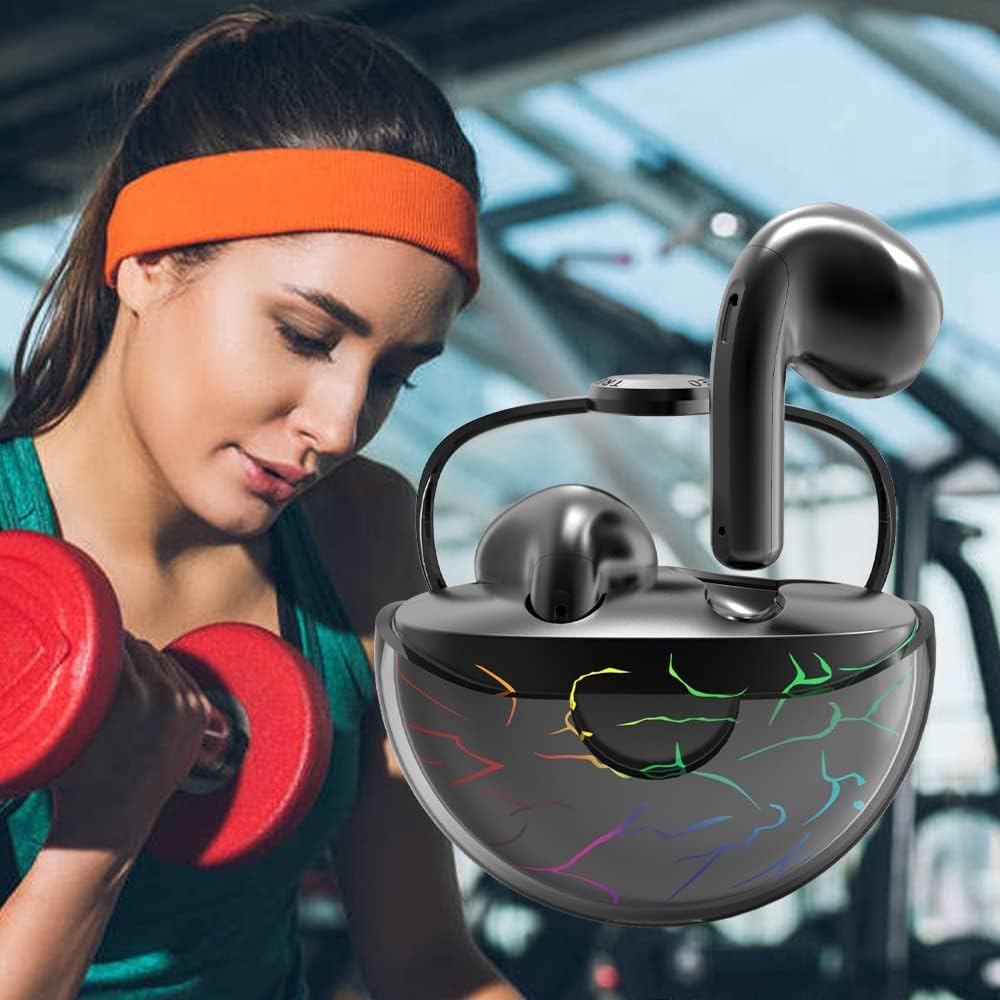 Wireless Earbuds, Bluetooth 5.0 Built-in Mic Noise Cancelling Gaming Sport Earbuds, Color Light Effects with Music & Game Modes, 48ms Ultra Low-Latency Gaming Earphones Pack of 2