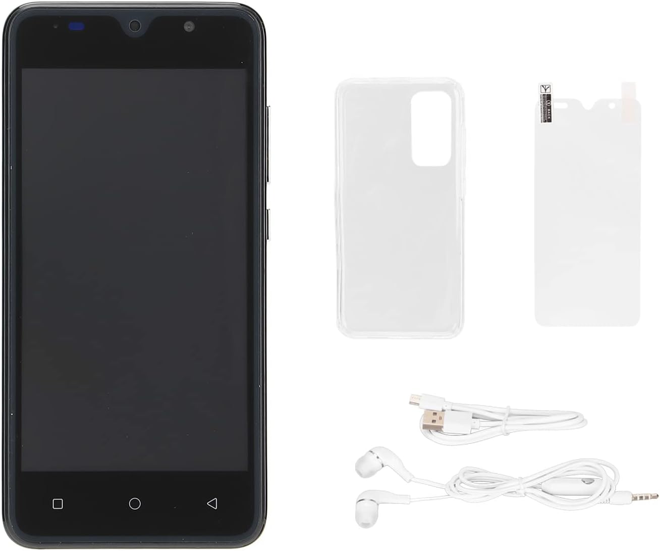 Unlocked Cell Phone, 5 Inch 512MB RAM + 4GB ROM Ultra Slim Smartphone with Headphone, Dual SIM Dual Standby, 1500mAh Mobile Phone for Android, Face Recognition(Black) Pack of 2