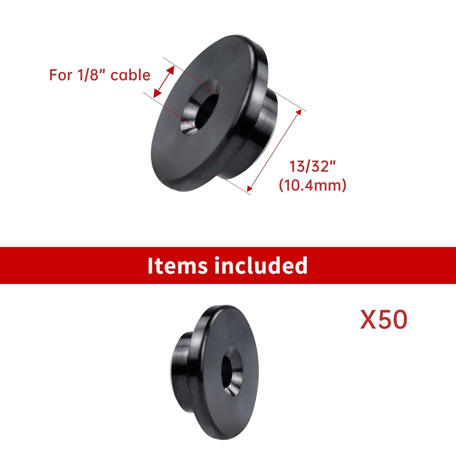 Muzata 50Pack Black Cable Railing Kit 1/8