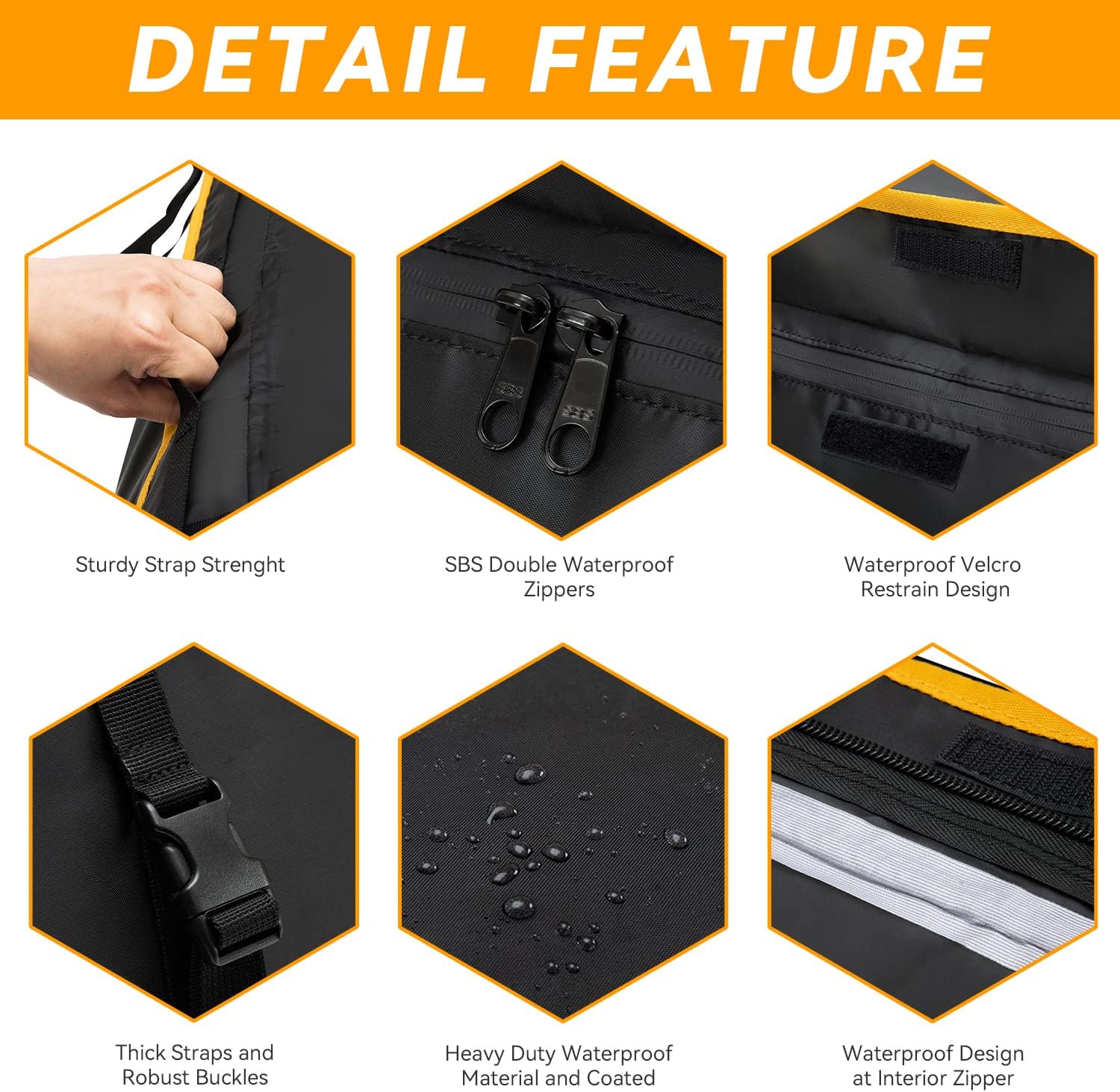 WILDSROF 15 Cubic Car Roof Bag,Large Capacity Waterproof Roof Cargo Carrier Fits All Vehicle with/Without Rack,Include Anti-Slip Mat,Trapezoidal Structure reducing Driving Noise(Black)