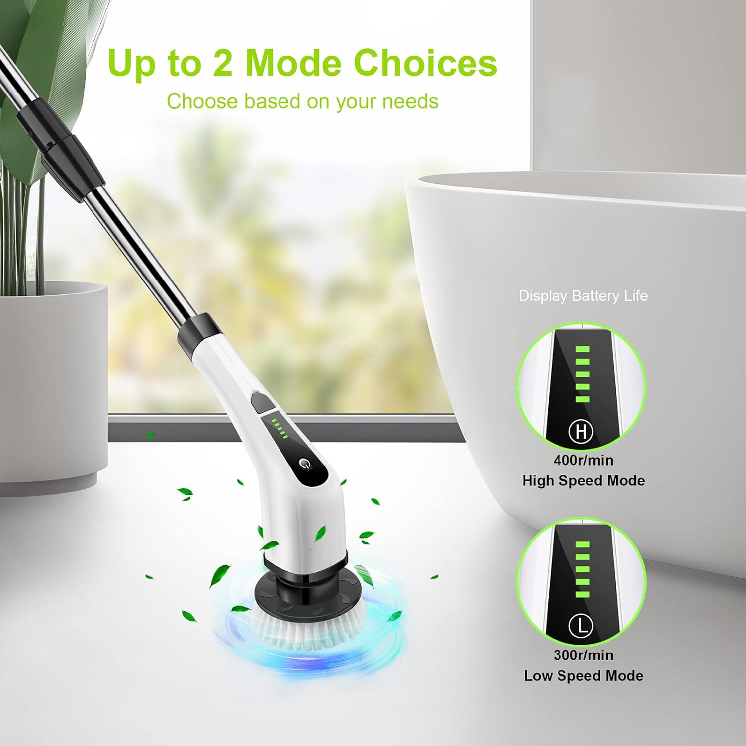 Electric Spin Scrubber, Cordless Bath Tub Scrubber with Long Handle & 7 Replaceable Heads, Detachable as Short Handle, Power Shower Cleaning Brush Household Cleaning Tools for Bathroom & Tile Floor