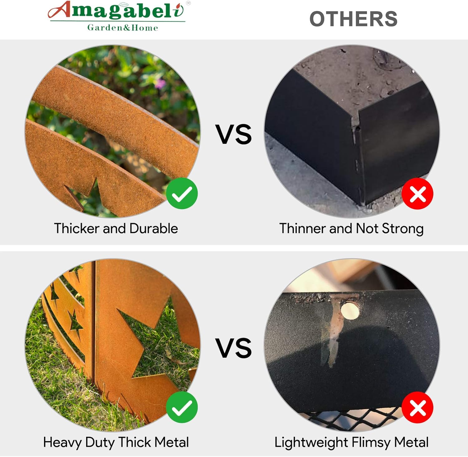 AMAGABELI GARDEN & HOME Fire Pit Outdoor Cast Iron Wood Burning Fire Bowl 28in with A Drain Hole Fireplace Extra Deep Large Round Outside Backyard Deck Camping Heavy Duty Metal Grate Rustproof BG368