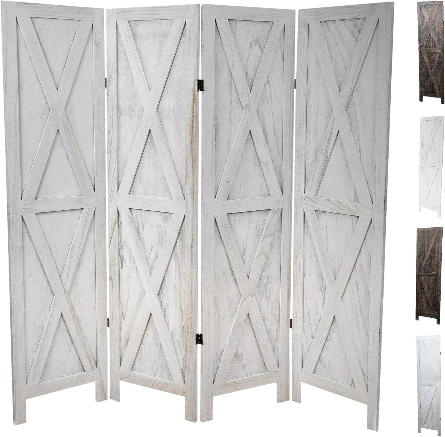 Premium Home Room Divider: Room dividers and Folding Privacy Screens, Privacy Screen, Partition Wall dividers for Rooms, Room Separator, Temporary Wall, Folding Screen, Rustic Barnwood (White)