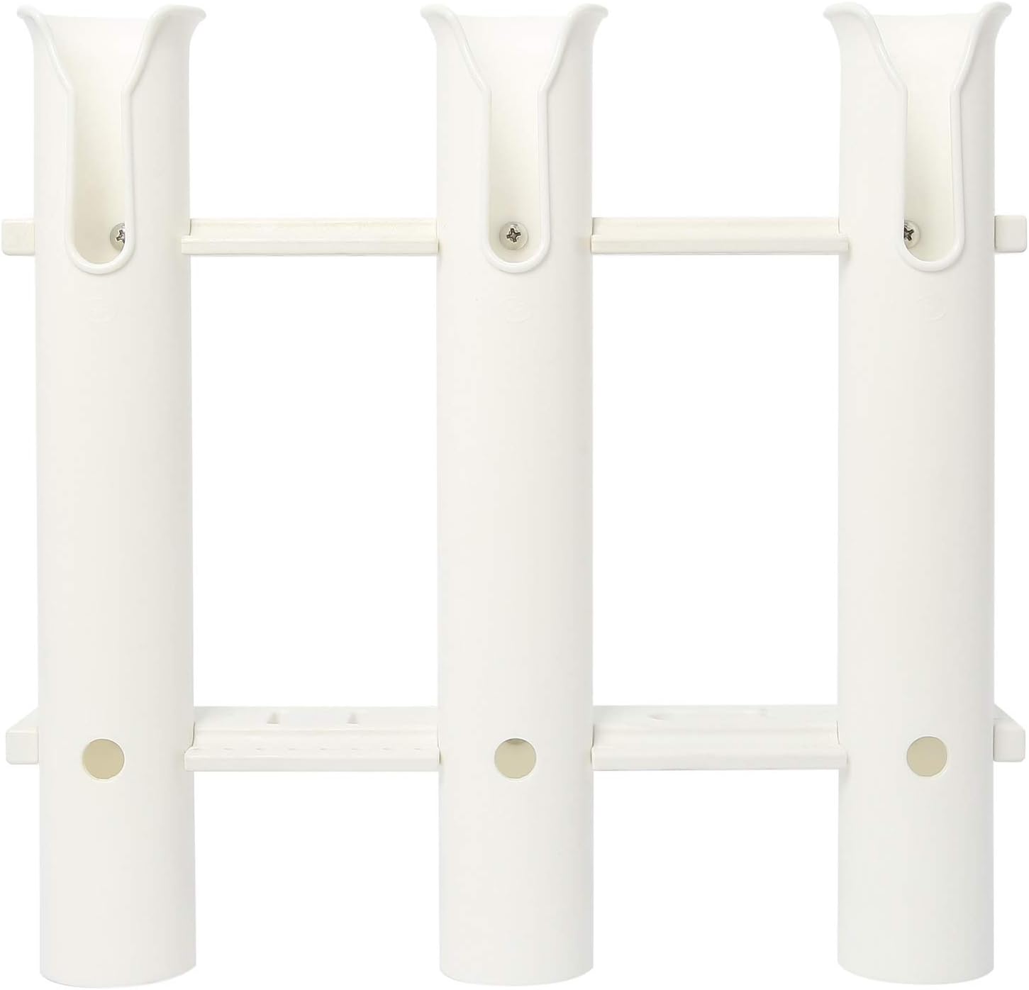 NovelBee Plastic 3 Tube Rod Holder Rack,Side-Mount Fishing Rod Holder,Color White Pack of 2