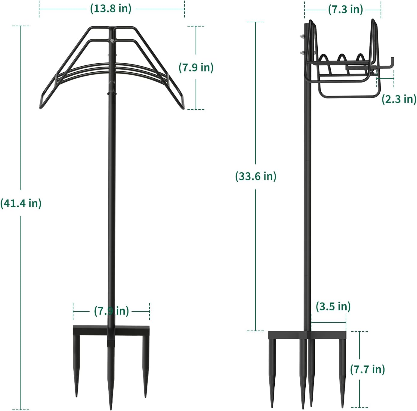 Garden Hose Holder, Grenebo Hose Holder, Heavy Duty Garden Hose Reel with a 4-Footed Base, Detachable Water Hose Holder, Freestanding Water Hose Reel for Outside Garden, Lawn, Courtyard, Black Pack of 2