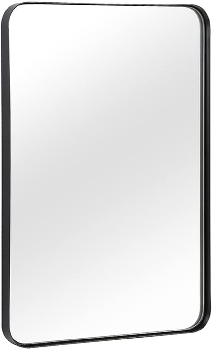 Growsun Bathroom Mirror for Wall, Rectangle Wall Mirror 22''x30'' with Metal Width Frame, Wall Decoration Square Mirrors for Living Room,Bedroom, Black