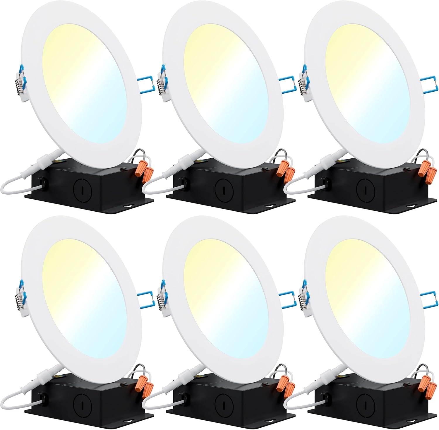 Sunco Lighting 6 Inch Ultra Thin LED Recessed Ceiling Lights Slim, 3000K Warm White, Dimmable 14W=100W, 850 LM, Smooth Trim Damp Rated, Canless Wafer Thin with Junction Box - ETL & Energy Star 6 Pack