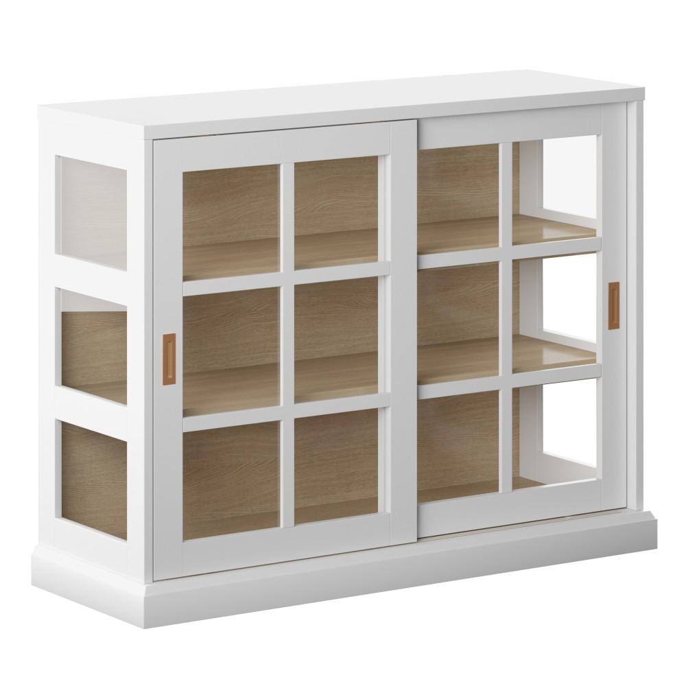 Twin Star Home White Accent Cabinet with Sliding Door
