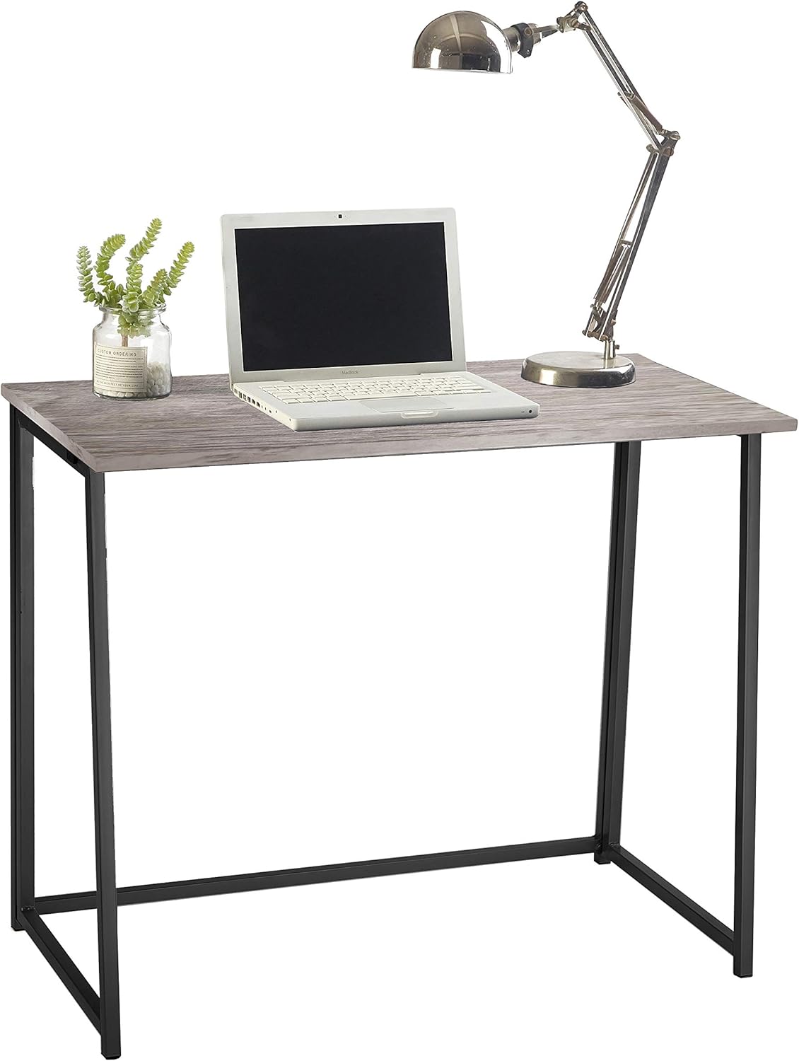 Urban Shop Folding Computer Desk- No Tools Assembly, Wood Top with Black Legs Pack of 2