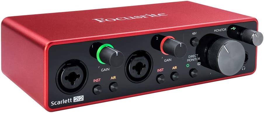 Focusrite Scarlett 2i2 USB Audio Interface (3rd Gen) Bundle with Mackie CR3-X Monitors (Pair) & Phone to Phone Cable