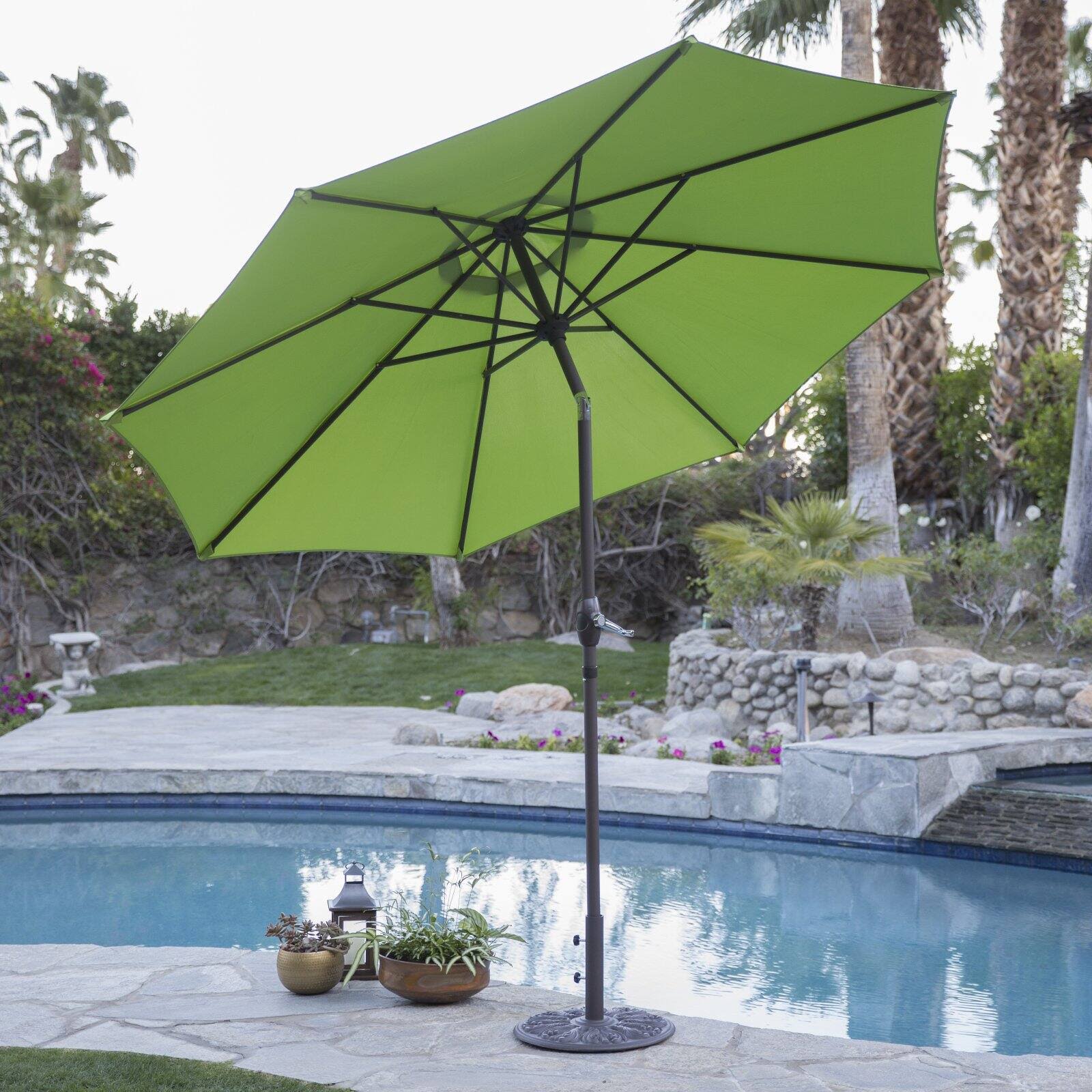 Outdoor Coral Coast 9 ft. Steel Market Patio Umbrella Pacific Blue