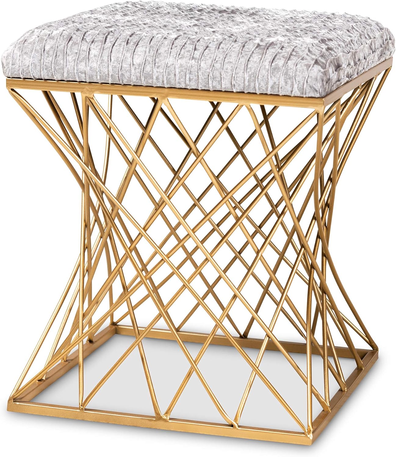 Baxton Studio Ottomans, Grey/Gold Pack of 2