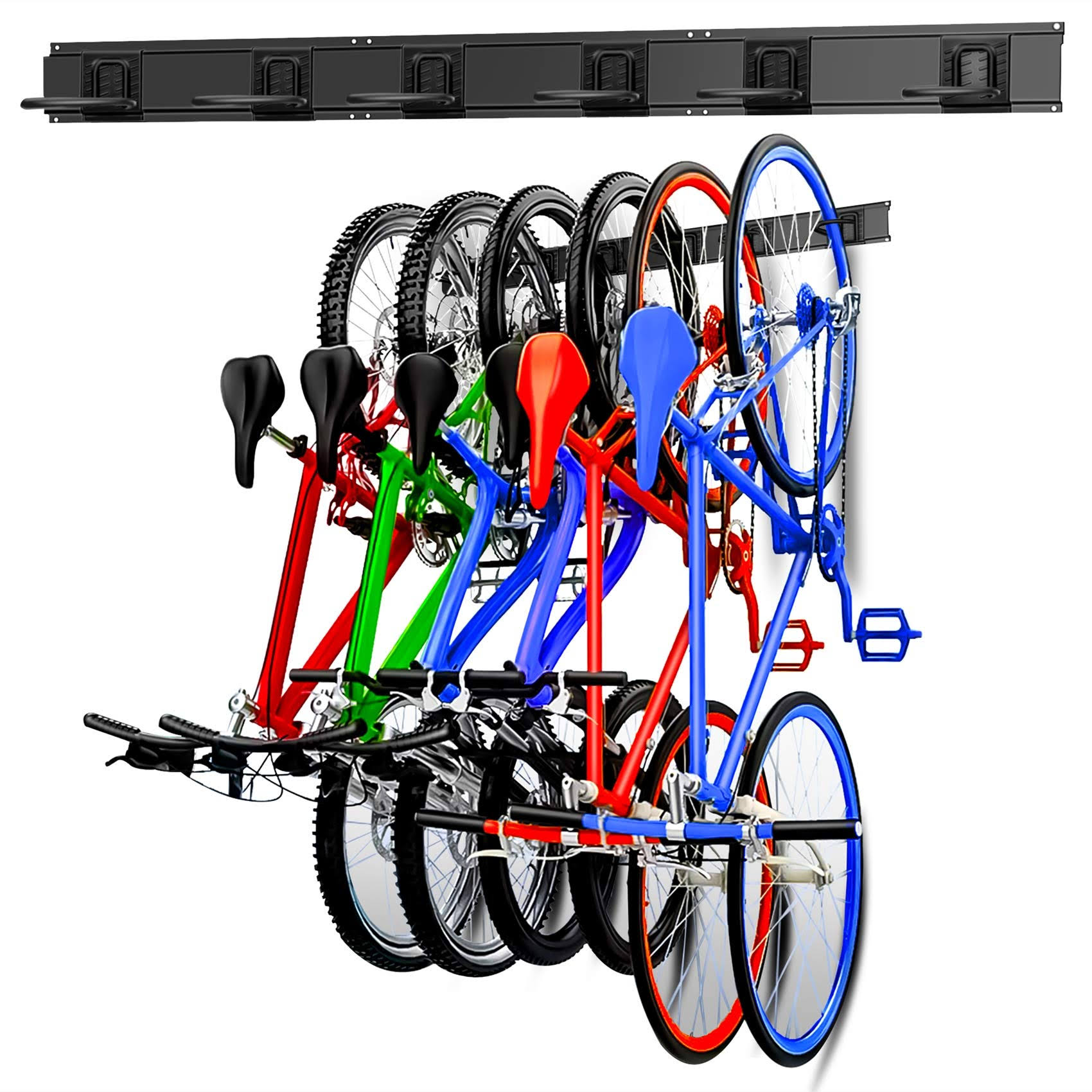 WALMANN Bike Storage Rack, 6 Bike Hooks for Garage u0026 Home Space Saving Wall Mount Vertical Bike Hangers Holds Up to 300lbs