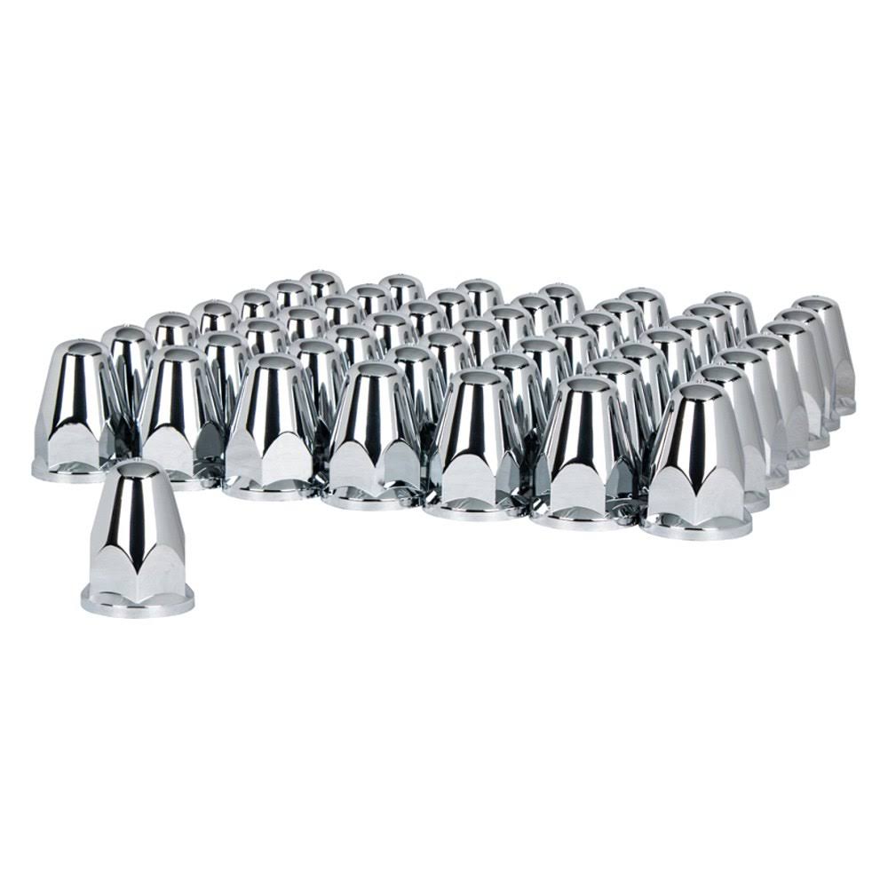 United Pacific 33 mm x 2-5/8x22 Chrome Plastic Bullet Nut Cover w/Flange - Push-On (60/Pack)