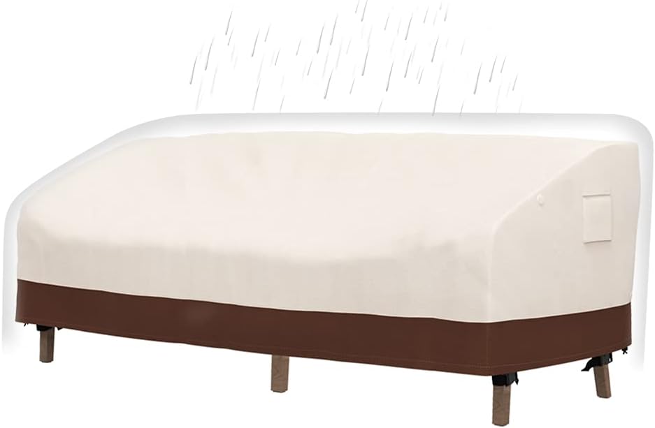 Patio Sofa Cover, Heavy Duty Sofa Cover (78 x 38 x 30 Inch) &ndash; Patio Outdoor Waterproof High Back Cover, 3 Seat Bench Loveseat Cover - 600D Waterproof & Weather Resistant, Anti UV Fabric. Beige&Brown