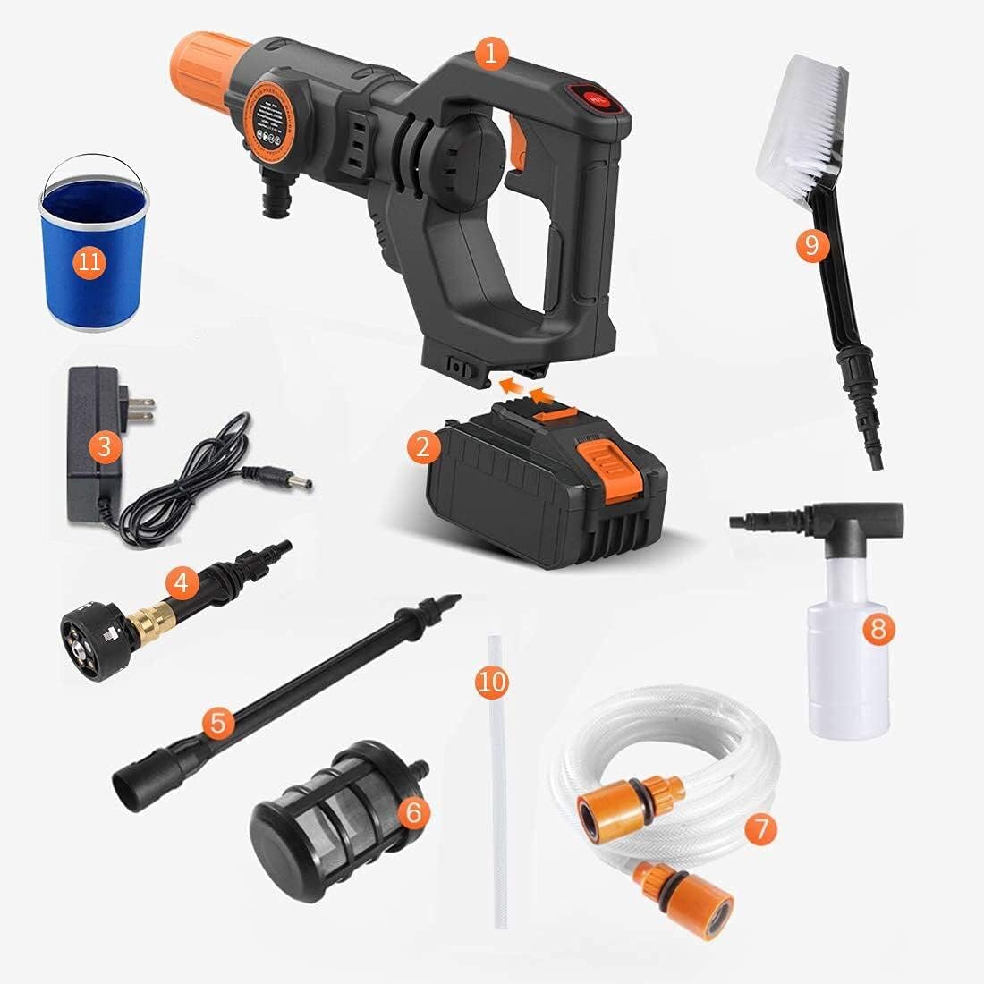 BONSBOR 20V Cordless Pressure Washer Max 435PSI Portable Pressure Cleaner with Lithium-Ion Battery Charger and Cleaning Accessories