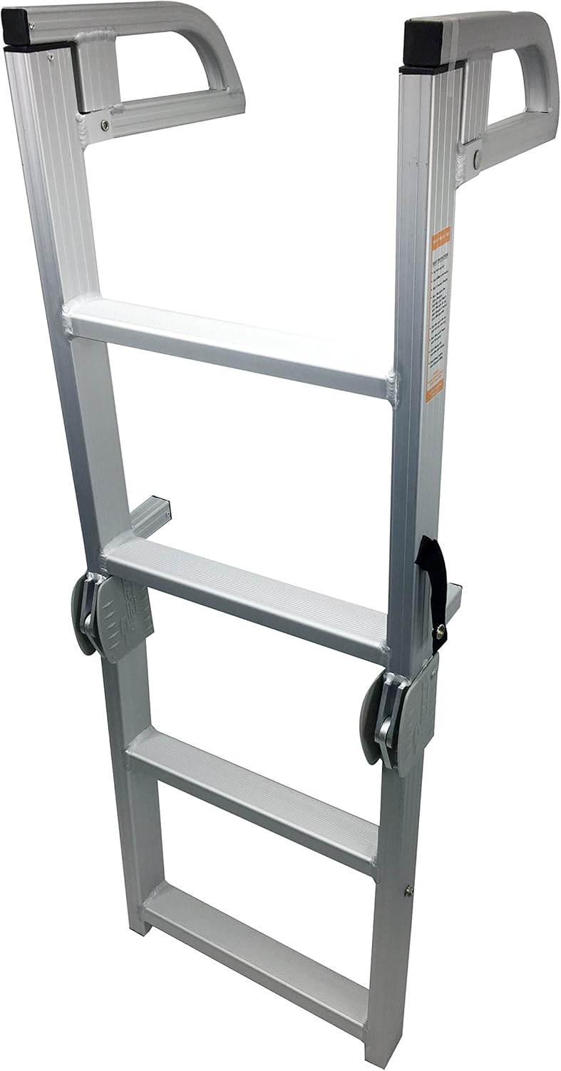 Pactrade Marine Pontoon Boat Folding Boarding 4-Step Ladder Aluminum