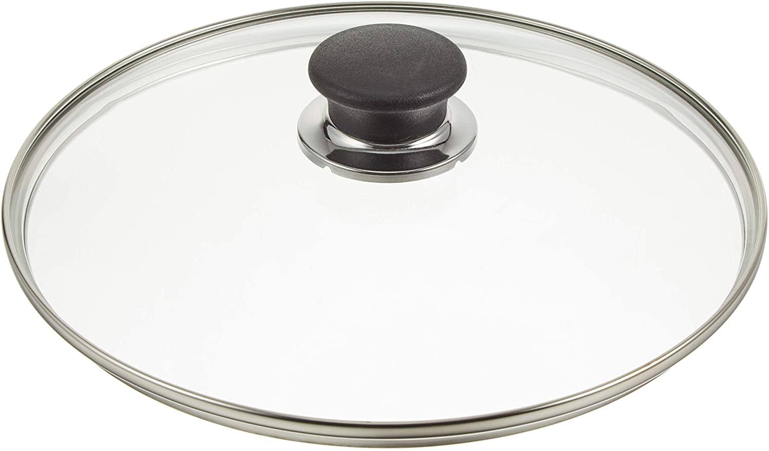Ballarini 334 &deg;F02.24 Glass Lid 24 cm Stainless Steel Lid and Knob, Black/Clear, 6 x 24.6 x 24.6 cm