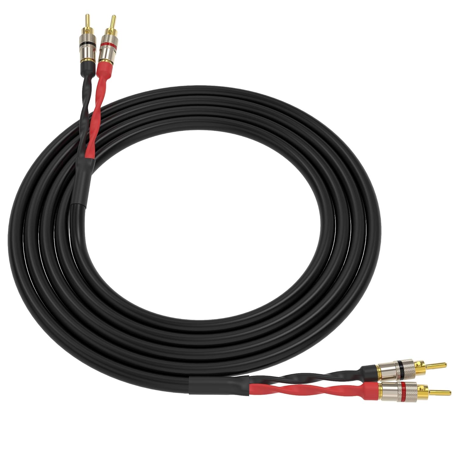 ChromaLeaf Canare 4S11 Professional Audio Speaker Cable | Gold Plated Locking Bananas | Black | 5 Feet | Assembled in The USA Pack of 2