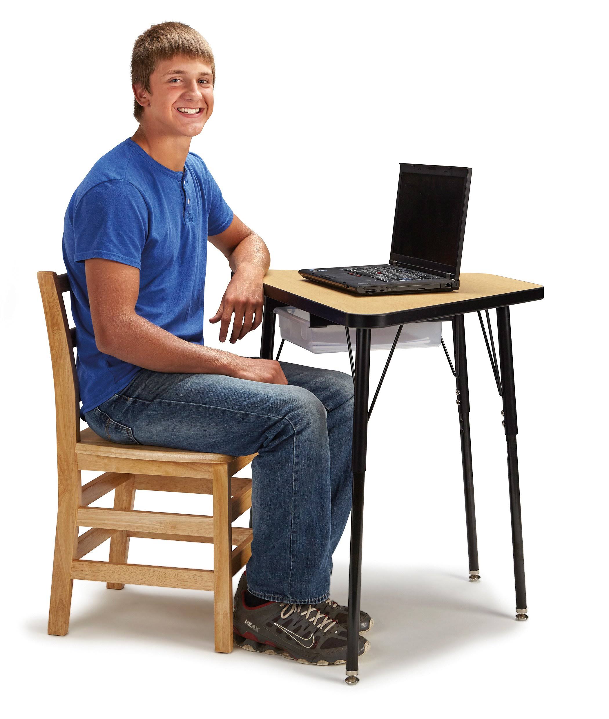 Berries 6637JCA191 Tall Trapezoid Desk Maple u0026 Black