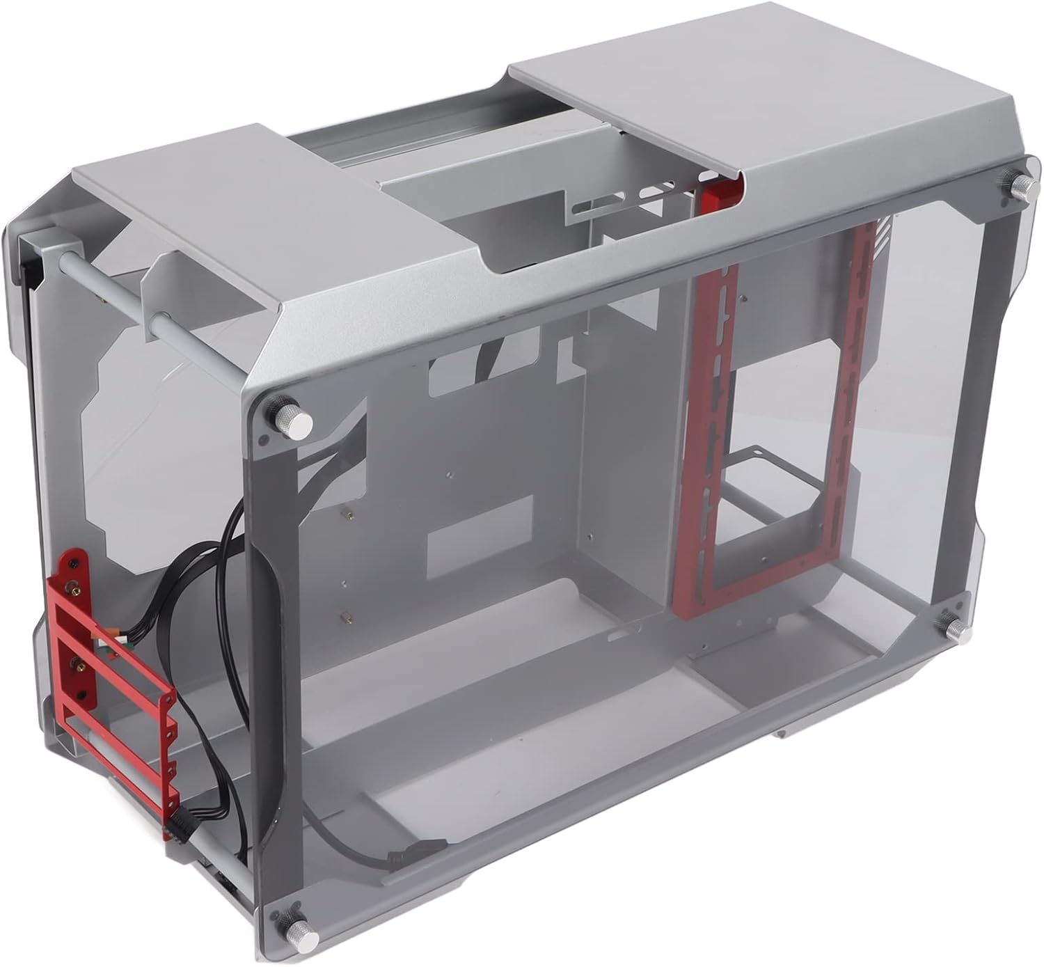 Zopsc-1 Mini Full Transparent Open Water Cooling MOD, Support M-ATX Motherboard, Desktop Chassis Bilateral Tempered Glass Side Transition Game Main Chassis Housing(Black)