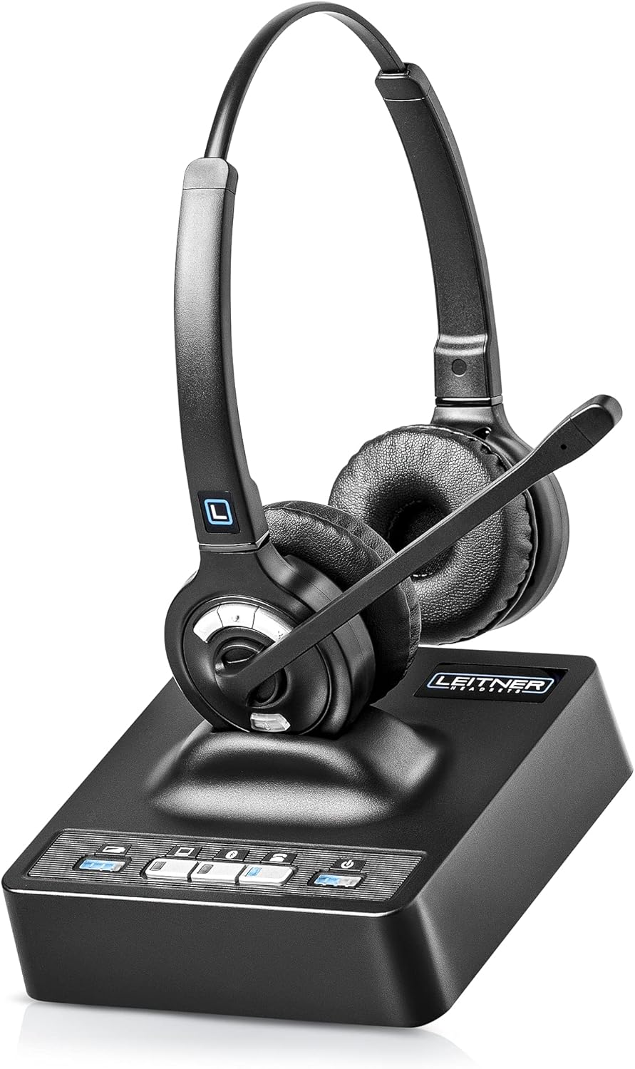 Leitner LH375 – Wireless DECT Office Headset with Bluetooth for Desk Phone, Computer and Bluetooth Device – Works with 99% of Landline Phones, PCs, and Cell Phones (USB, Phone Jack, and Bluetooth)