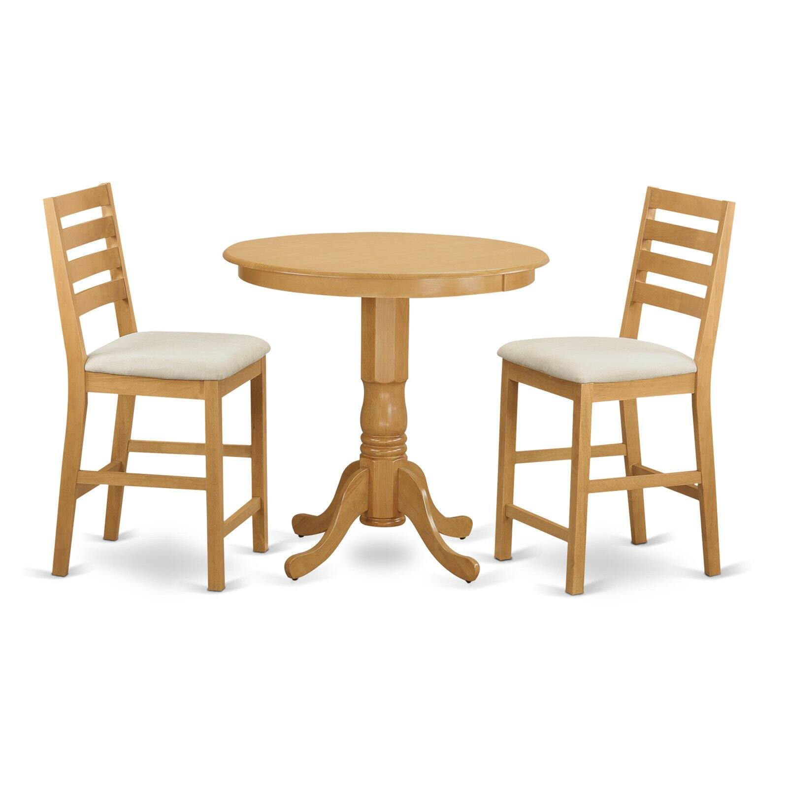 East West Furniture Jacf3-oak-c 3 Piece Pub Table and 2 Counter Height Chairs Set