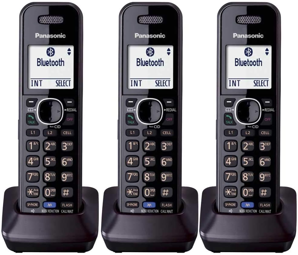 Panasonic KXTGA950B Dect 6.0 Handset 2-Line Landline Cordless Expansion Handset (3-Pack)