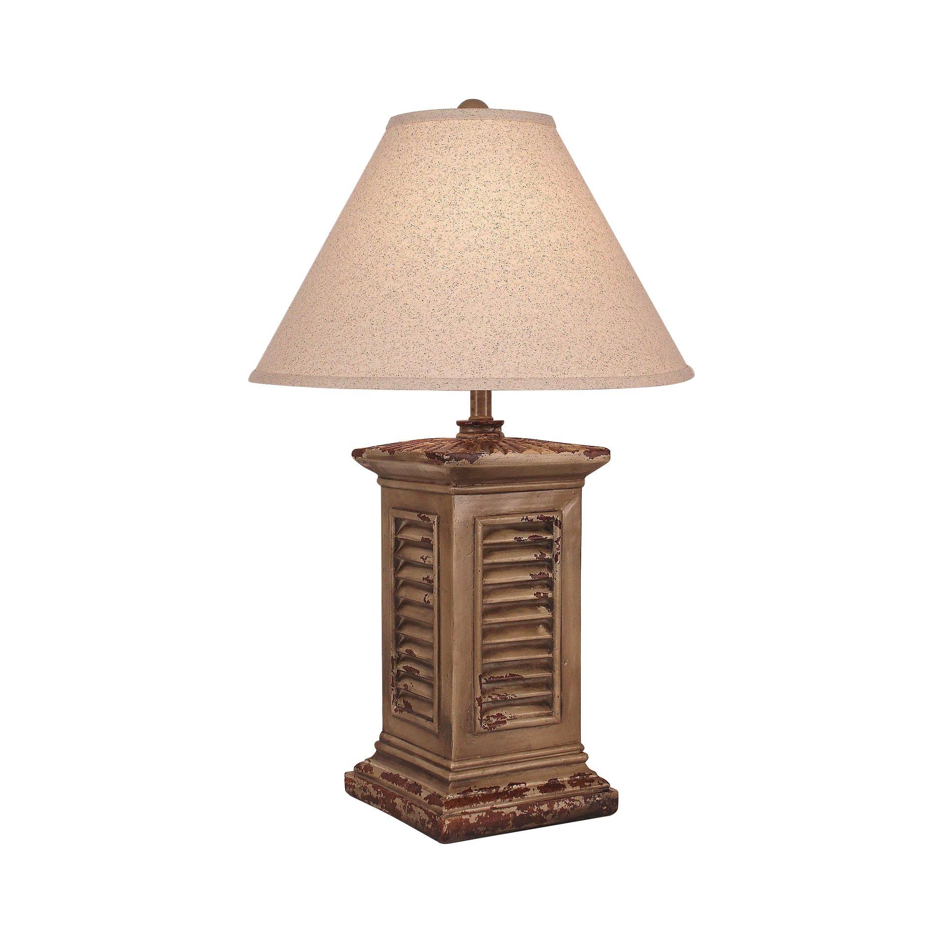 Coast Lamp Manufacturing 17 B10D Aged Cottage Square Shutter Table Lamp