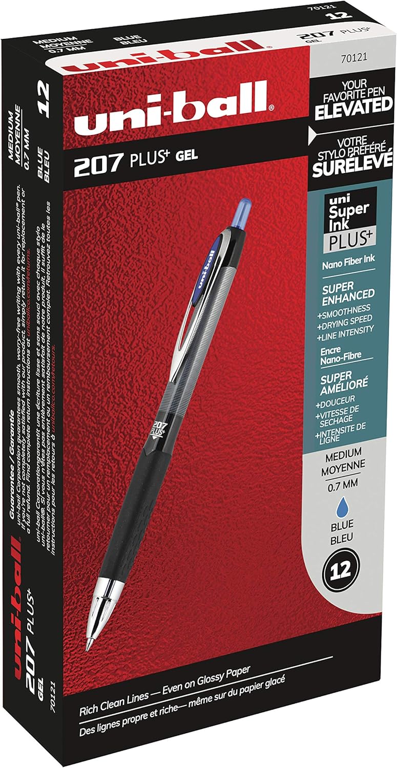 207 Plus+ Retractable Gel Pens, Medium Point (0.7mm), Black, 36 Count Pack of 2