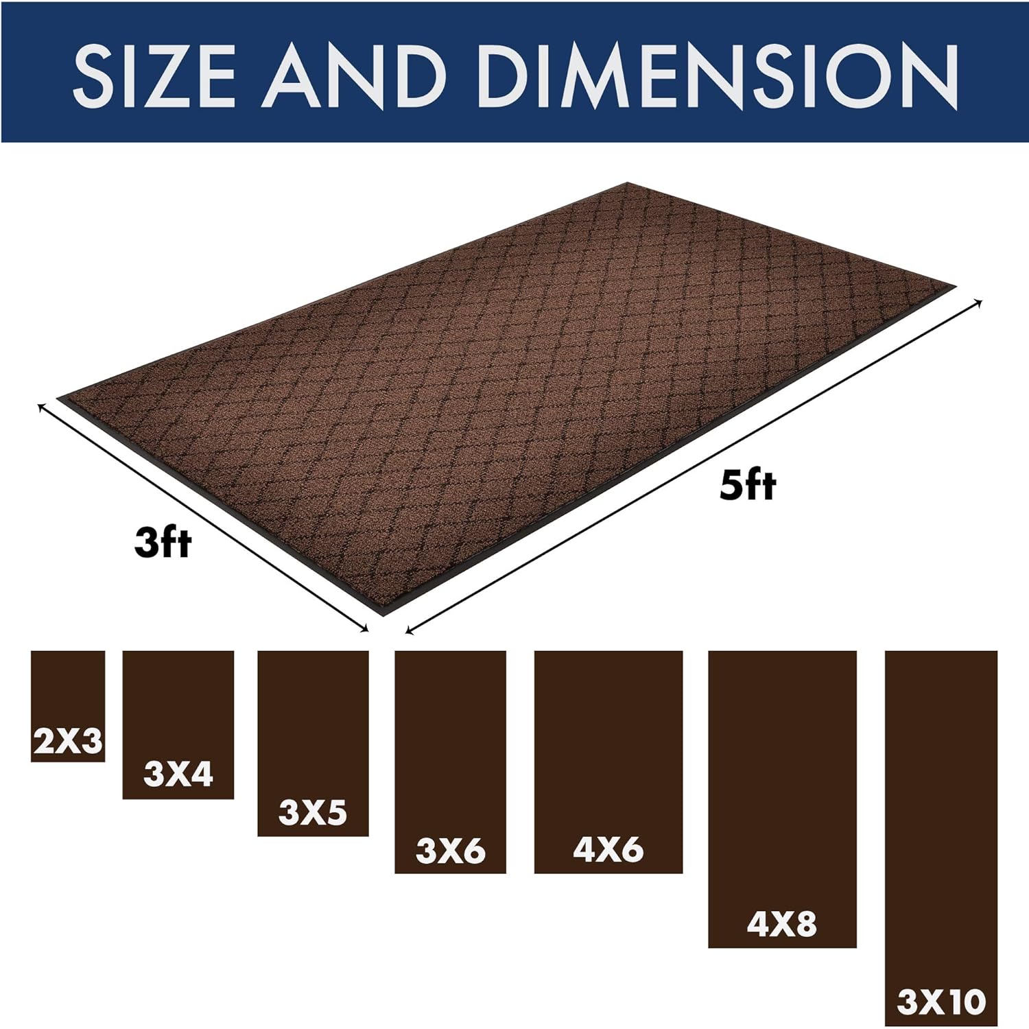 NoTrax 125 Evergreen Diamond&trade; Vinyl Backed Entrance Mat, for Home or Office, 3' X 4' Brown