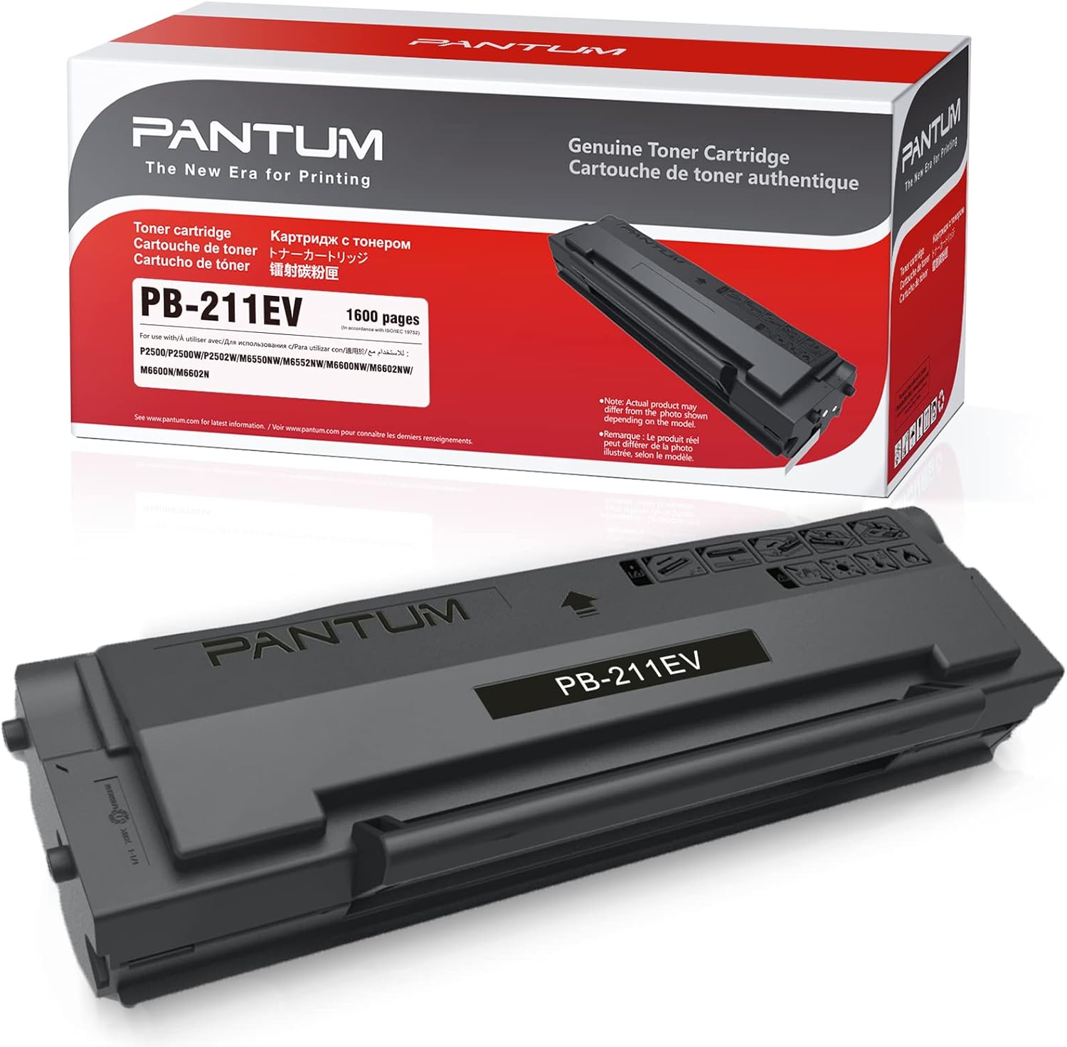 Pantum PB-211EV Black Toner Cartridge Compatible with Pantum P2500W,P2502W,M6500NW,M6550NW,M6552NW,M6600NW,M6602NW Series Printers,Yields Up to 1600 Pages