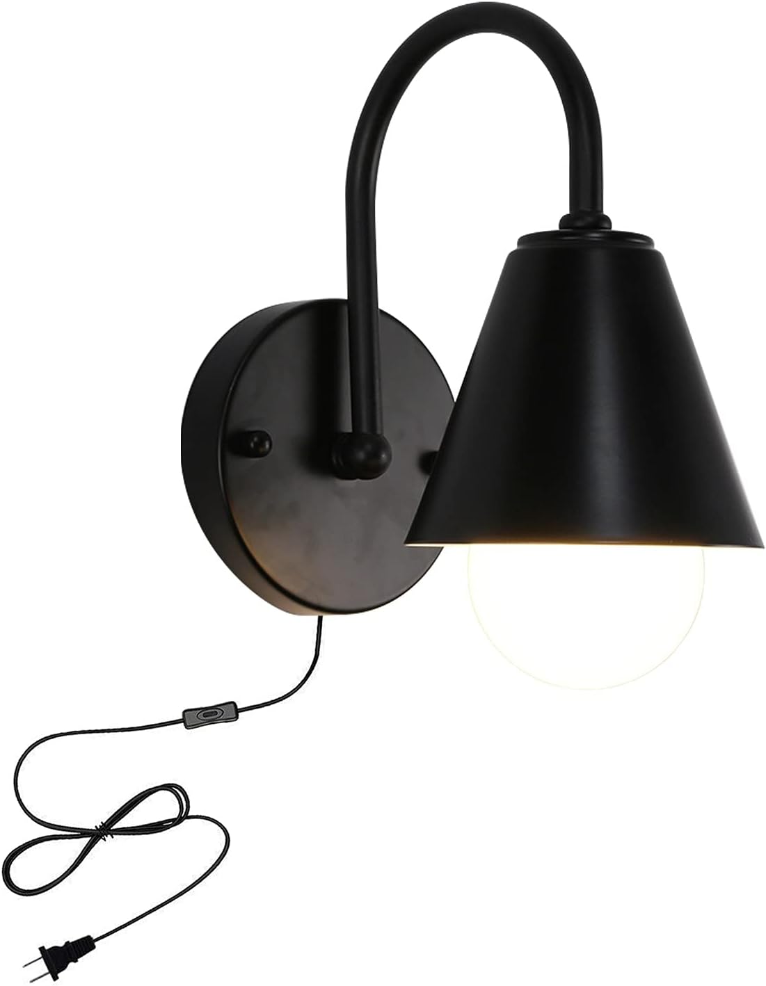 Kiven Metal Plug-in Wall Sconce Light Mini Modern Wall Lamp, Black Wall Mount Lantern Downward Fixture Traditional Desigh Black Finish